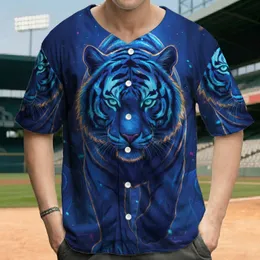 Bioluminescent Blue Tiger Reflection - Wildlife Lover Gift for Tiger Fan Baseball Jersey