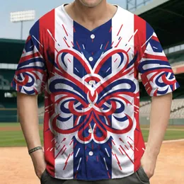 Patriotic Red White Blue Burst Crest Ribbons Bands - Independence Day Celebration Baseball Jersey