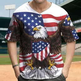 Bald Eagle American Flag Shield - Independence Day Gift for Veterans Baseball Jersey