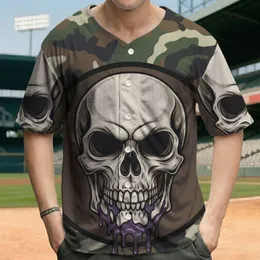 Menacing Skull Dark Purple Drip Circular Border Military Camouflage - Bold Look Wear Baseball Jersey