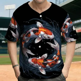 Two Intertwined Koi Fish Water Currents Aquatic Scene - Wildlife Lover Gift for Fish Enthusiast Baseball Jersey