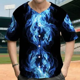 Electric Blue Swirling Flames White Hot Highlights Black Background - Statement Gift for Men Baseball Jersey