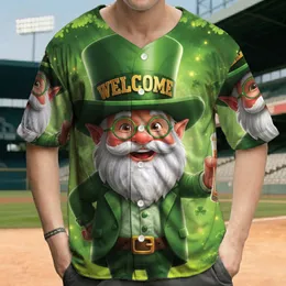 Leprechaun Welcome Beer Shamrocks Forest Clearing - St Patricks Day Gift Baseball Jersey