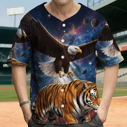 Bald Eagle in Flight Tiger Mid-Stride Cosmic Night Asteroids - Wildlife Lover Gift Baseball Jersey