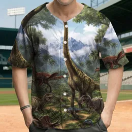 Dinosaur Herd Prehistoric Jungle Landscape - Ancient World Lover Gift Baseball Jersey