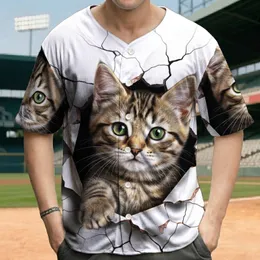 Realistic Tabby Kitten Green Eyes Jagged Splintering Cracks - Wildlife Cat Lover Gift Baseball Jersey