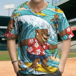 Hawaiian Surfing Bears Tropical Island - Summer Beach Vacation Gift Baseball Jersey
