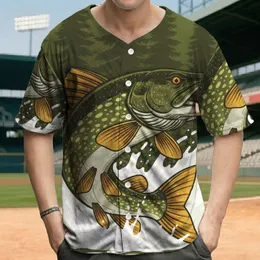 Leaping Pike Fish Muskellunge Forest Lake - Wildlife Lover Gift for Anglers Baseball Jersey