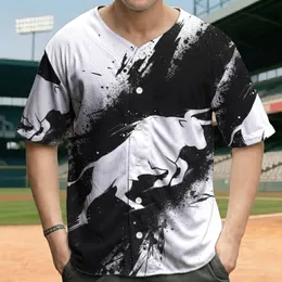 White Charging Bull Black Brushstrokes Splatter - Wildlife Lover Everyday Wear Gift Baseball Jersey