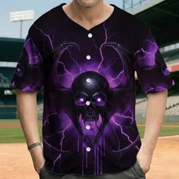 Obsidian Skull Bat Wings Electric Lightning - Dark Fantasy Lover Gift Baseball Jersey
