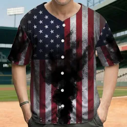 Grungy American Flag Smoke Splatter - Independence Day Gift for Veterans Baseball Jersey