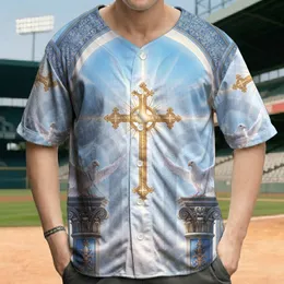 Ornate Golden Cross White Doves Celestial Sky - Faithful Lifestyle Gift for Believers Baseball Jersey