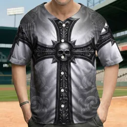 Aged Metal Gothic Cross Skull Fleur-de-lis - Dark Lifestyle Gift Baseball Jersey