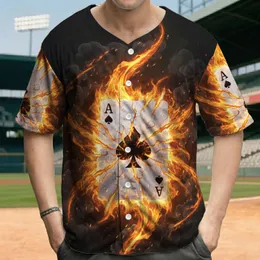 Ace of Spades Playing Card Breaking Apart with Fire and Smoke - Card Game Enthusiast Gift Baseball Jersey