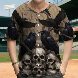 Pile of Human Skulls Black Ravens Twisted Branches - Macabre Gift for Dark Fantasy Collectors Baseball Jersey