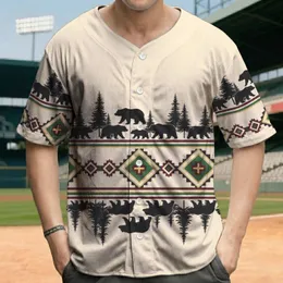 Diamond Square Triangle Tribal Bear Pine Trees - Everyday Wildlife Lover Gift Baseball Jersey