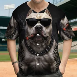 American Bully Dog Cigar Sunglasses Dark Smoke Tattoo Pattern - Dog Lover Gift Baseball Jersey