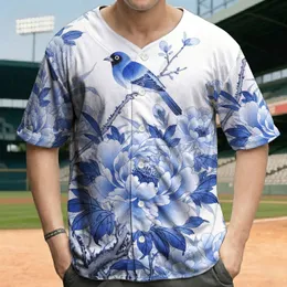 Sapphire Blue Bird Blue Flower Botanical Branches - Wildlife Lover Gift Baseball Jersey