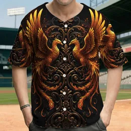Golden Phoenixes Fiery Baroque Scrollwork - Mythical Gift for Lovers Baseball Jersey