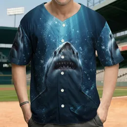 Great White Shark Bubbles Light Rays Deep Ocean Marine Life - Ocean Lover Gift Baseball Jersey