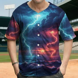 Heavy Cloud Stormy Ocean Electrified Sky Jagged Lightning - Outdoor Adventure Gift Baseball Jersey