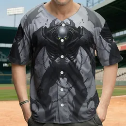 Armored Skeletal Figure Mechanical Plating Glowing Eyes - Fantasy Lover Gift Baseball Jersey
