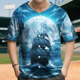 Bold Sailing Ship Full Moon Turbulent Ocean Night Sky - Sea Adventurer Gift Baseball Jersey