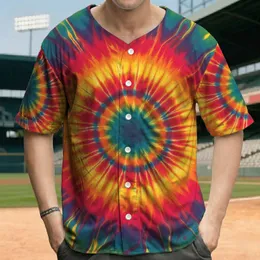 Psychedelic Tie-Dye Spiral Sunburst with Fluid Organic Drips - Boho Lifestyle Casual Outing Baseball Jersey