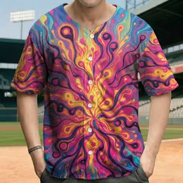 Pink Orange Yellow Teal Blue Liquid Color Tendril Flow - Boho Lifestyle Everyday Wear Baseball Jersey