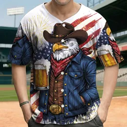 Bald Eagle Cowboy Beer American Flag - Independence Day Gift for Veterans Baseball Jersey