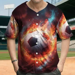 Soccer Ball Engulfed in Dynamic Flames and Smoke - Game Day Gift for Athlete Baseball Jersey