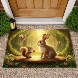 Bunny Rabbit Squirrel Berry Forest - Wildlife Lover Home Decor Gift Doormat