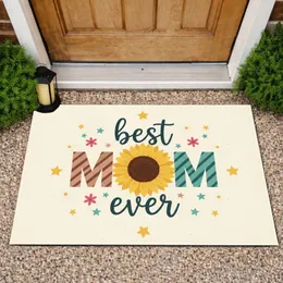 Sunflower Best MOM Ever Striped M Stars Flowers - Mother's Day Gift for Mom Doormat