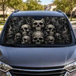 Realistic Gothic Skull Cluster Dark Fantasy Decor For Horror Fans And Occult Rides Car Sunshade