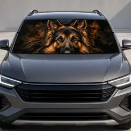 German Shepherd Portrait Dramatic Black Tan Dog Decor For Road Trips And Pet Lovers Car Sunshade