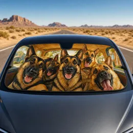 Funny German Shepherd Pack On Joyful Road Trip Warm Cabin Decor Gift For Dog Lovers Car Sunshade
