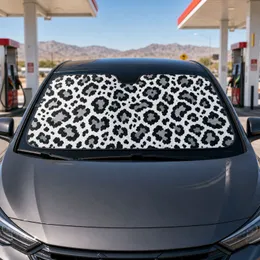 Snow Leopard Rosette Animal Spots In Black White For Summer Travel Style Decor Lovers Car Sunshade