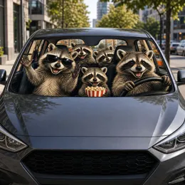 Raccoon Family Road Trip Cabin Adventure For Travel Lovers And Fun Wildlife Fans Car Sunshade