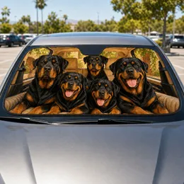 Rottweiler Pack In Cozy Vehicle Cabin For Dog Lover Road Trip Decor And Pet Parent Gift Car Sunshade