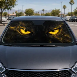 Predatory Golden Eyes In Black Darkness For Dark Fantasy Fans And Night Drive Style Car Sunshade