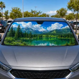 Alpine Lake Forest Mountain Landscape For Scenic Road Trips And Outdoor Travelers Car Sunshade