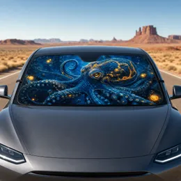 Glowing Deep Sea Octopus Dark Ocean Decor For Summer Road Trips And Coastal Drivers Car Sunshade