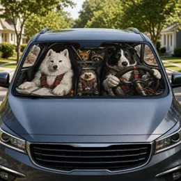 Border Collie Husky Hedgehog Rally Crew Road Trip Adventure Gift For Animal Lovers Car Sunshade