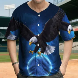 Powerful Bald Eagle Blue Planet Cosmic Starry Sky - Wildlife & Space Lover Gift Baseball Jersey