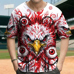 Aggressive Eagle Red Eyes Golden Beak Black Chains Red Swirls - Bold Style Statement Baseball Jersey
