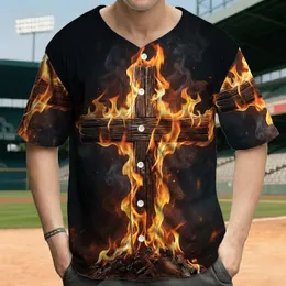 Flaming Wilda Cyde Wooden Cross Earth Mound Smoke - Apparel Gift Statement Wear Baseball Jersey