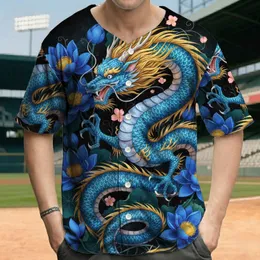 Dynamic Chinese Dragon Lotus Flowers - Fantasy Lover Gift for Dragon Lover Baseball Jersey