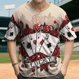 Four Aces Playing Cards Dice Red Roses LUCKY Banner - Gambling Game Night Gift Baseball Jersey