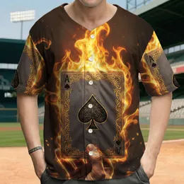 Ace of Spades Card Hand with Erupting Fire and Ember Sparks - Poker Player Gift Baseball Jersey