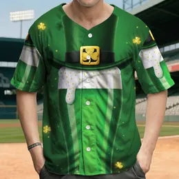 Leprechaun Hat Emerald Beer Glass Shamrocks - St. Patrick's Day Celebration Baseball Jersey